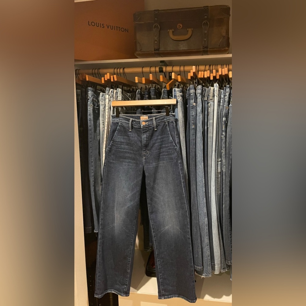 MOTHER Dark Blue Wide Leg Trouser Jeans